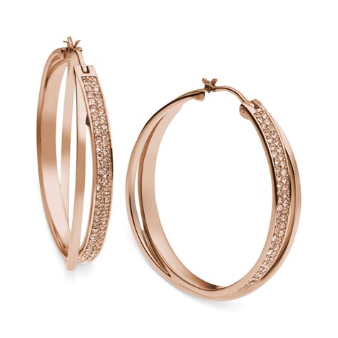 michael kors rose gold pave earrings|michael kors hoop earrings sale.